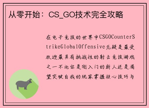 从零开始：CS_GO技术完全攻略